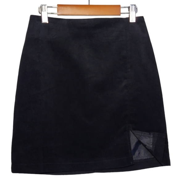 Timing, corduroy mini skirt womens Sz. S.M.L. black slit zipper new high waisted - Picture 15 of 15